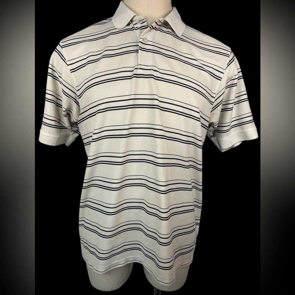 Gary Player Men's Striped Golf Shirt - Cream and Black XL